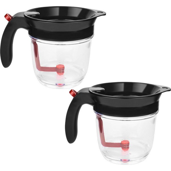 BlingBin Fetttrennkanne für Soßen, Fettabscheider 1000ml, Doppelfiltrations Fetttrenner, PP + ABS, (2er SET, 2-St., 1000 ml), für das Abschöpfen von Fett aus So
