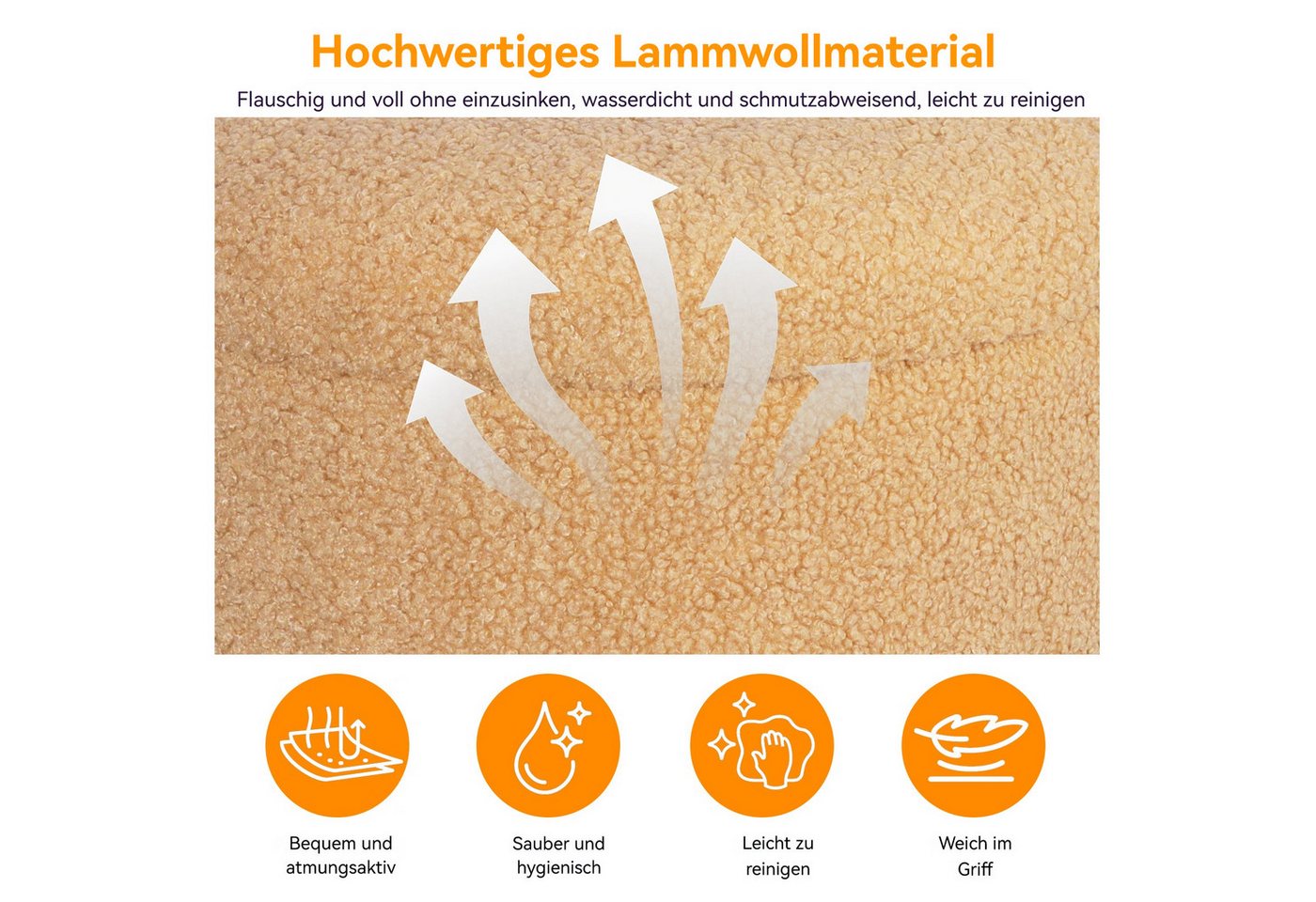 BlingBin Fußhocker mit Stauraum, Kleiner Stauraum, Ottomane, Teddy-Fleece Runder Hocker (1 Stück, 1 St., 34 x 31,5 cm), weiche hocker mit stauraum für Wohnzimme – Bild 3 von 5