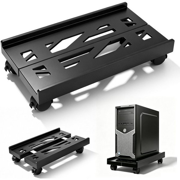 BlingBin Halterung PC Ständer mit Rollen - Computer PC Tower Ständer Einstellbare, (1er Set, 1-tlg., 2 Rollen Feststellbar, Universal CPU Ständer mit 4 Rollen, 