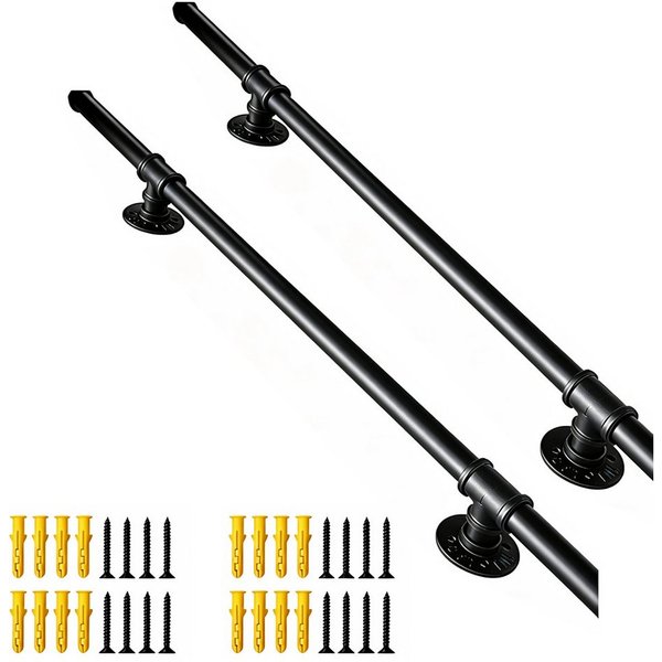 BlingBin Handlauf 150 / 100 cm verzinkter rutschfester Wandhandlauf, 100 cm Gesamtlänge, (2er Set, 2 St., 150cm/100cm), wetterfestes Treppengeländer für Bad, Kü