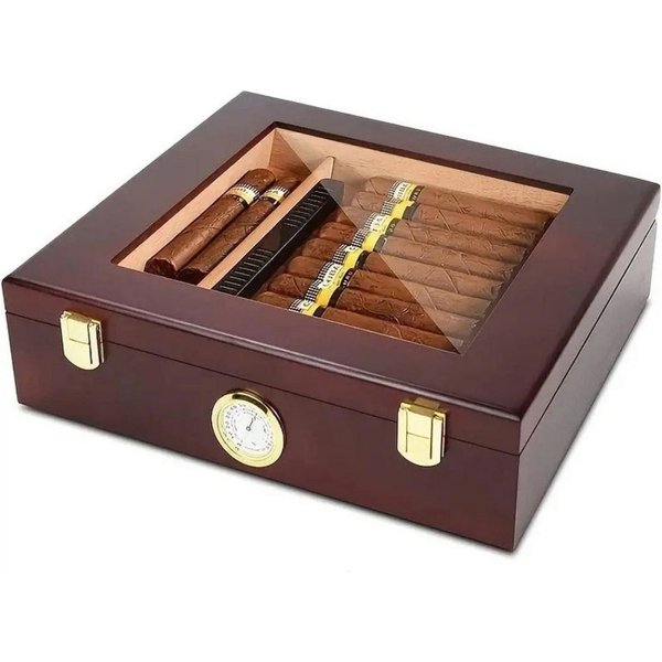 BlingBin Humidor Zigarren Humidor Zeder Desktop Box, Aufbewahrungbox, Zigarrenetui mit Trennwand und Hygrometer, Geschenk für Mann