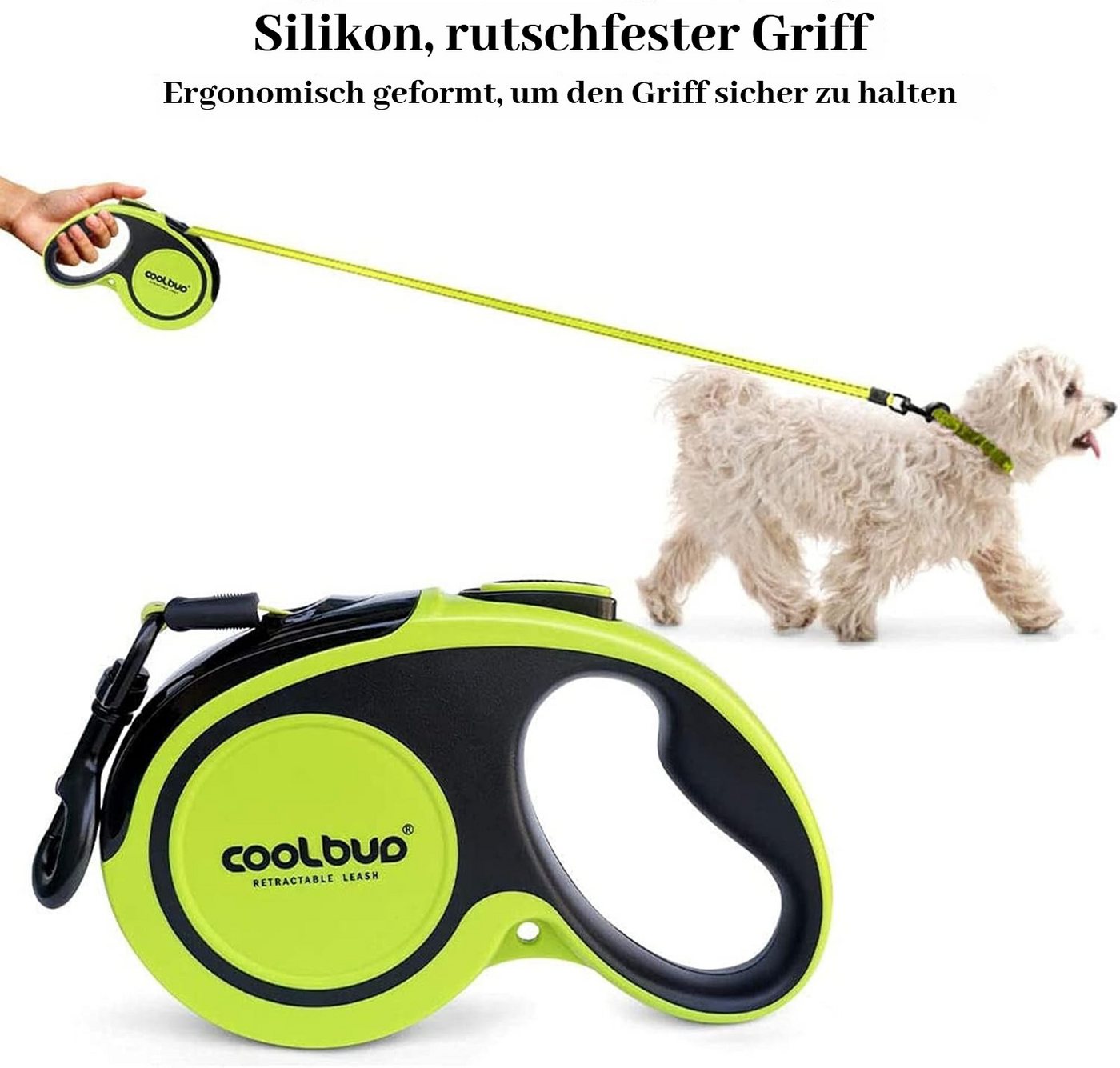BlingBin Hundeleine Einziehbar, robuste, 360° verhedderungsfrei, 5 m Verlängerungsleine, Nylon,Kunststoff,Edelstahl (1 Stück, 1-tlg., 5M), ausziehbare Hundelein – Bild 2 von 5