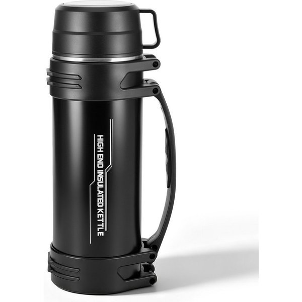 BlingBin Isolierflasche Thermosflasche 2L, Doppelwandige Trinkflasche Isolierte Edelstahl, mit Trinkbecher, Tragegriff und Schultergurt für Camping & Outdoor