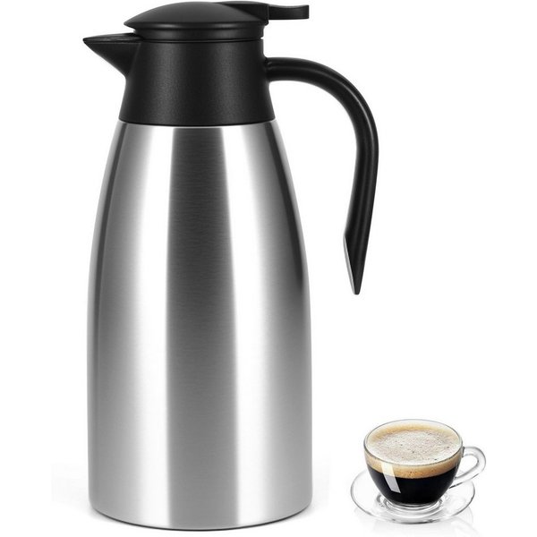BlingBin Isolierkanne 2,1L Thermoskanne Edelstahl Doppelwandige Vakuumisolierung Kaffeekanne, 2.1 l, (304 Edelstahl Isolierte Isolierkanne, 1-St., Thermoskanne 