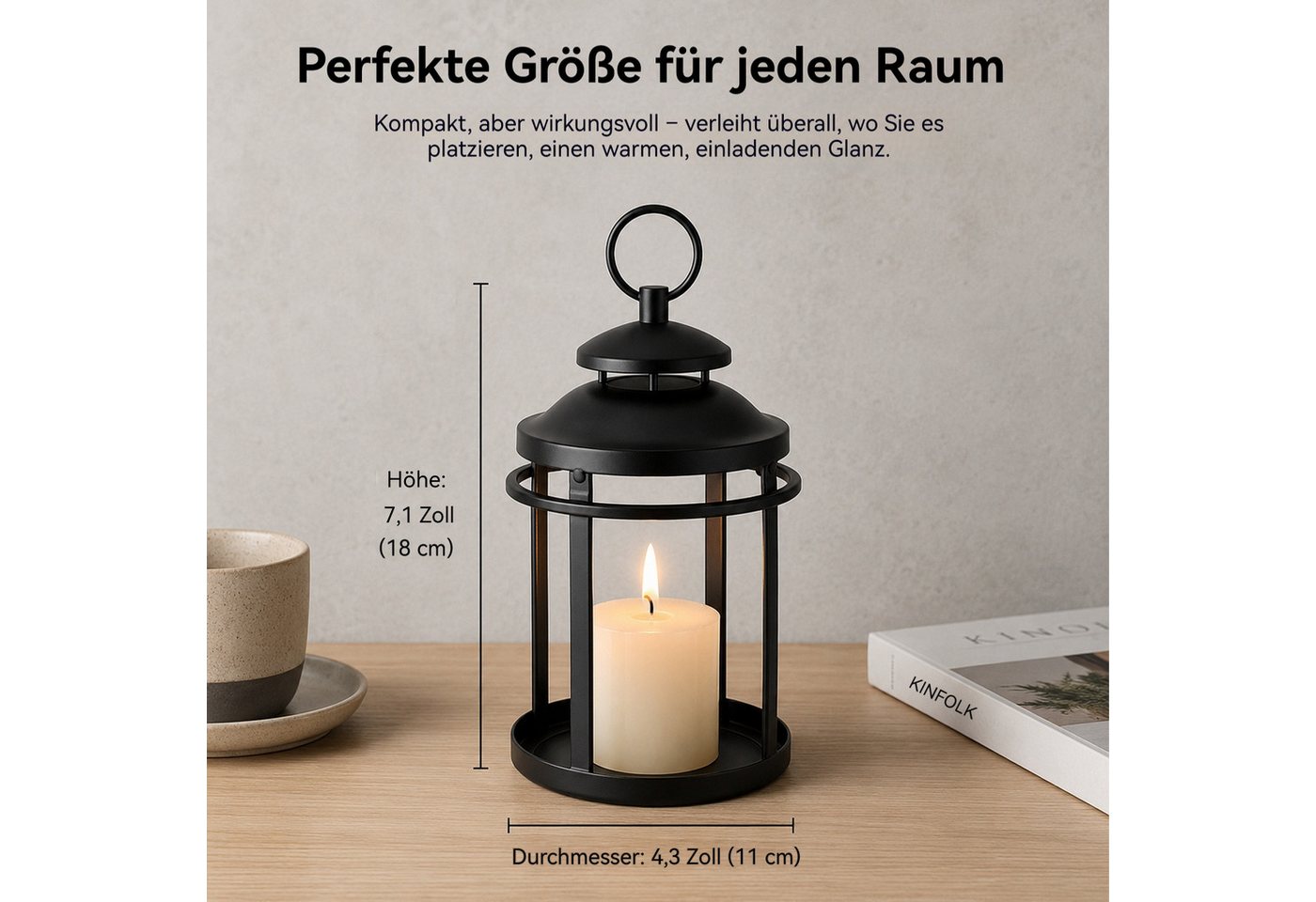 BlingBin Kerzenhalter Kerzenlaterne Kerzenständer, Metall Laternen (1er Set, 1 St., 18cm Kerzen Deko,Aufhängbar, Europäischer Stil), für Weihnachten, Halloween, – Bild 3 von 5
