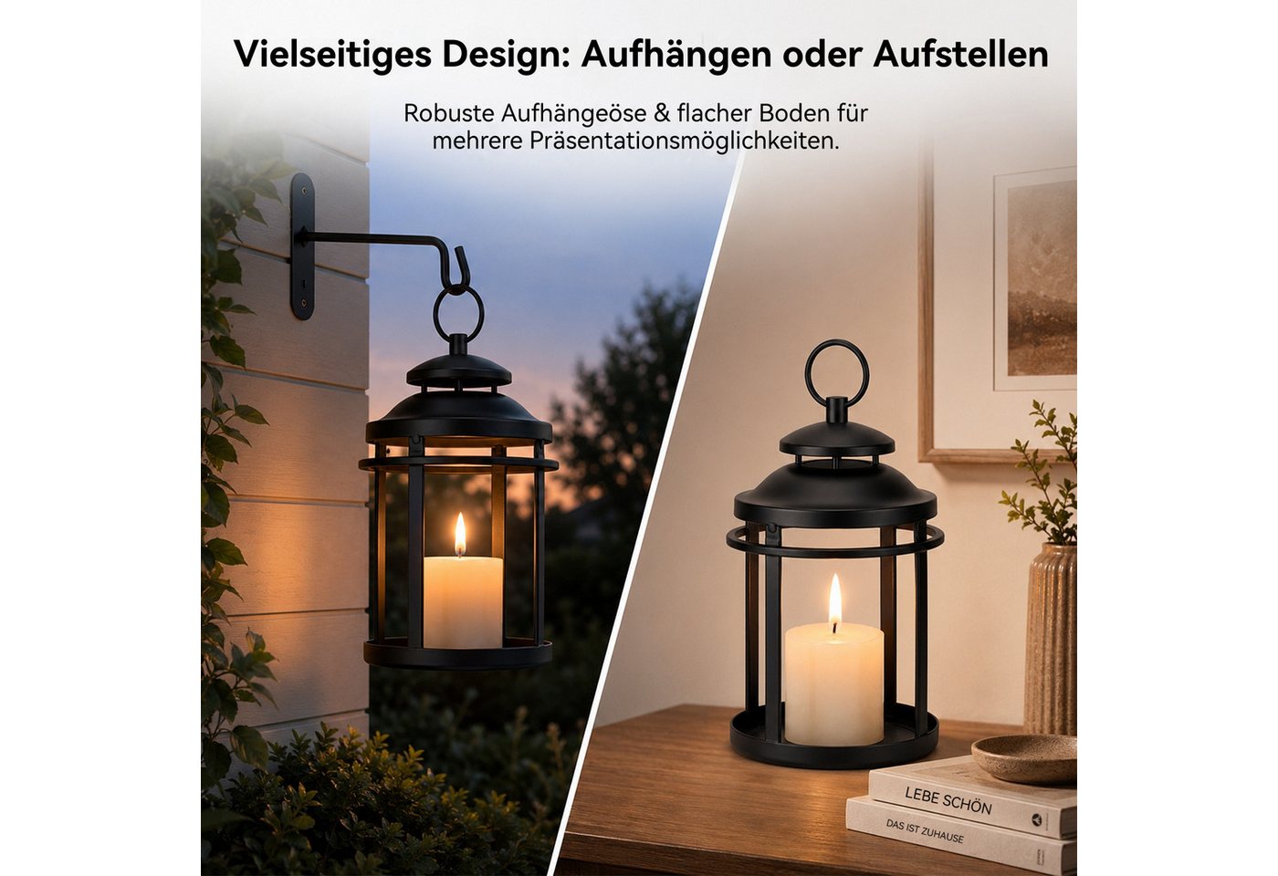 BlingBin Kerzenhalter Kerzenlaterne Kerzenständer, Metall Laternen (1er Set, 1 St., 18cm Kerzen Deko,Aufhängbar, Europäischer Stil), für Weihnachten, Halloween, – Bild 5 von 5