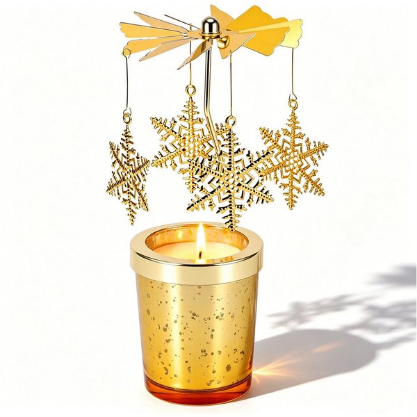 BlingBin Kerzenständer Drehbarer Kerzenhalter Schmetterling/Schneeflocke Design (1 Stück, 1 St., 4,7 x 6,7 cm), Goldener Kerzenhalter, Geschenk für Zuhause,Part