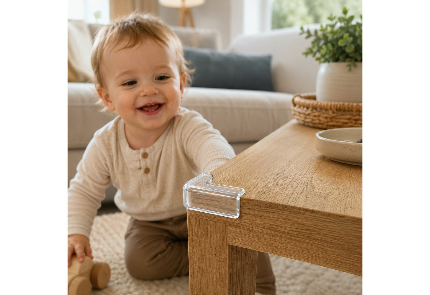 BlingBin Kindersicherung 20 Stück transparenter Eckenschutz selbstklebend,L‑, T‑ und rundförmig, weicher Tischkantenschutz, babyfreundliche Kindersicherung für  – Bild 3 von 5