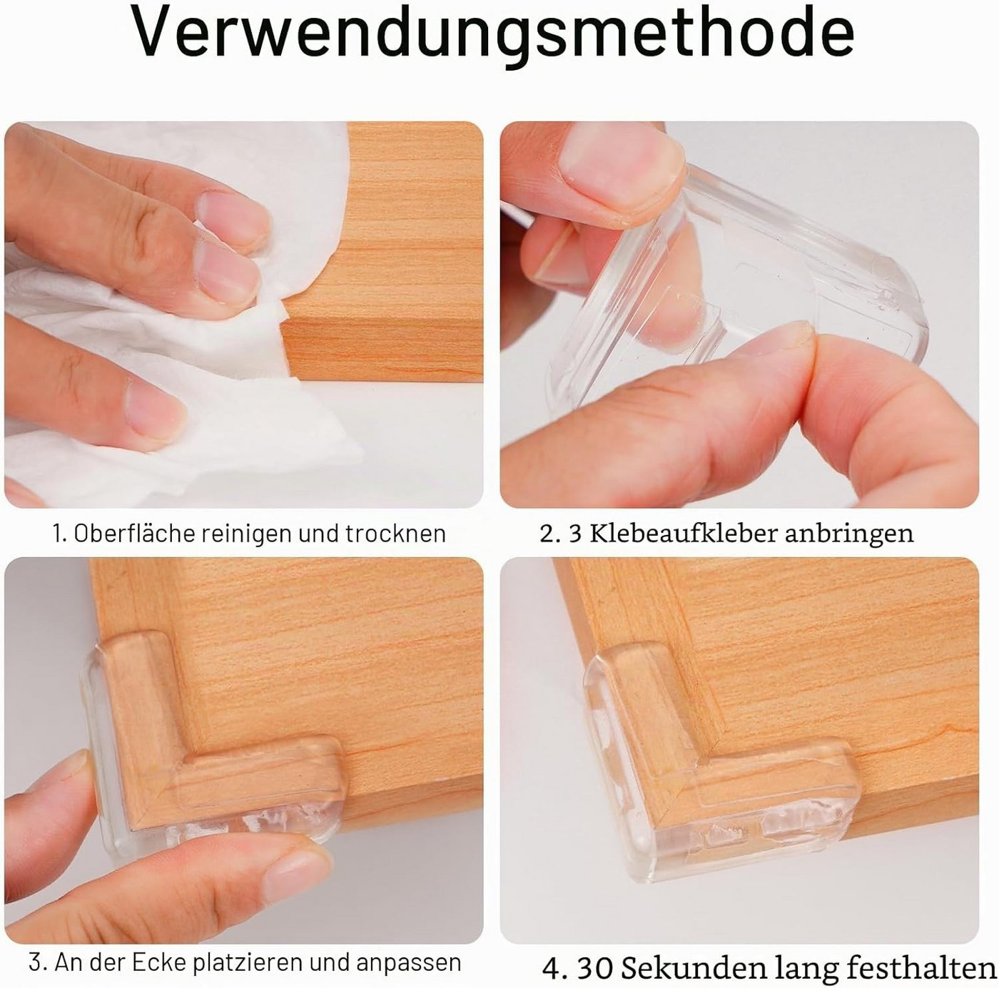 BlingBin Kindersicherung 20 Stück transparenter Eckenschutz selbstklebend,L‑, T‑ und rundförmig, weicher Tischkantenschutz, babyfreundliche Kindersicherung für  – Bild 3 von 5