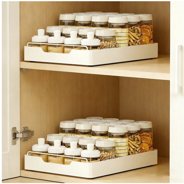 BlingBin Küchenorganizer-Set Teleskopschublade, Ausziehbare Schublade Küche Organizer Schrank, (2er Set, 2-tlg., 43L x 35B x 6H cm, Erweiterbar Küchenschublade 