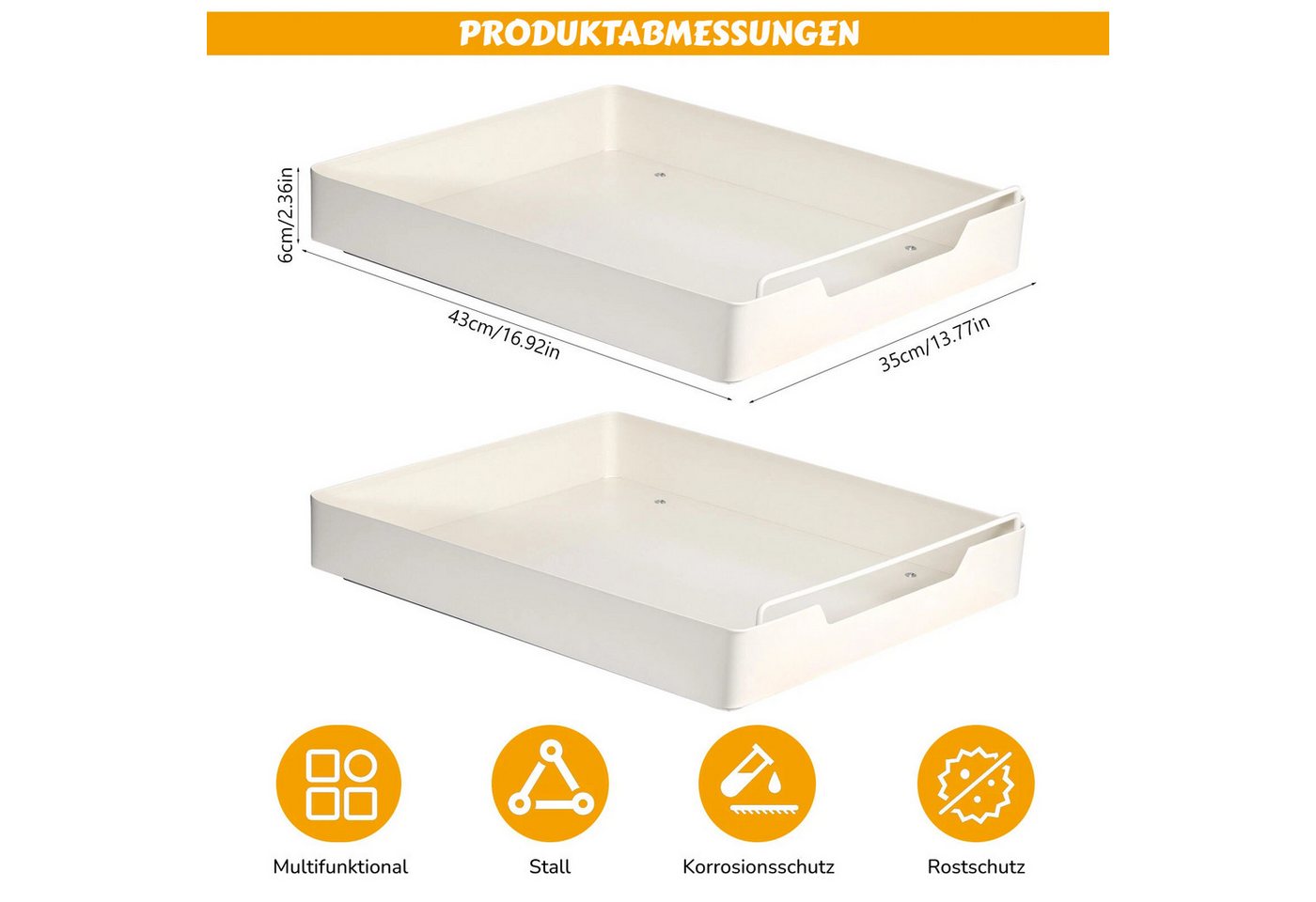 BlingBin Küchenorganizer-Set Teleskopschublade, Ausziehbare Schublade Küche Organizer Schrank, (2er Set, 2-tlg., 43L x 35B x 6H cm, Erweiterbar Küchenschublade  – Bild 2 von 5