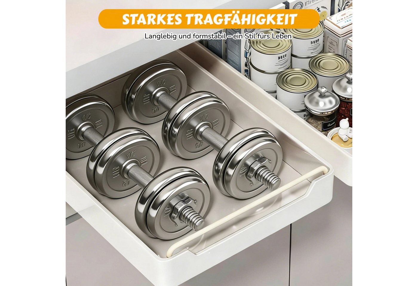 BlingBin Küchenorganizer-Set Teleskopschublade, Ausziehbare Schublade Küche Organizer Schrank, (2er Set, 2-tlg., 43L x 35B x 6H cm, Erweiterbar Küchenschublade  – Bild 4 von 5