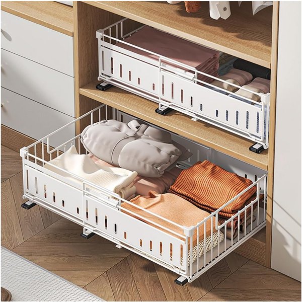BlingBin Küchenorganizer-Set Teleskopschublade, Ausziehbare Schublade Küche Organizer Schrank, (2 Stück Erweiterbar Küchenschublade mit Kleber, 2-tlg., Produkta