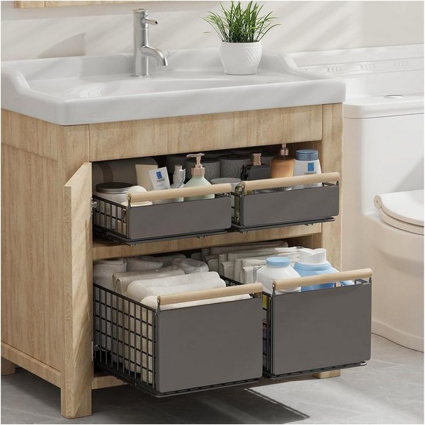 BlingBin Küchenregal Teleskopschublade Schublade Faltbare Erweiterbar Küchenschublade, 4 Stück 4-tlg., 2 Stück Teleskopschublade, Faltbarer Schrank-Organizer