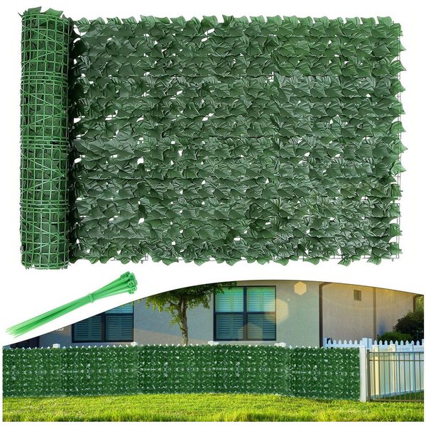 BlingBin Kunsthecken-Sichtschutz Balkonsichtschutz Kunsthecke 300 × 100 cm, Efeu-Optik, zuschneidba, (1er Set, 1-St., 1 Stück – 300 × 100 cm / 3 m), Für Outdoor