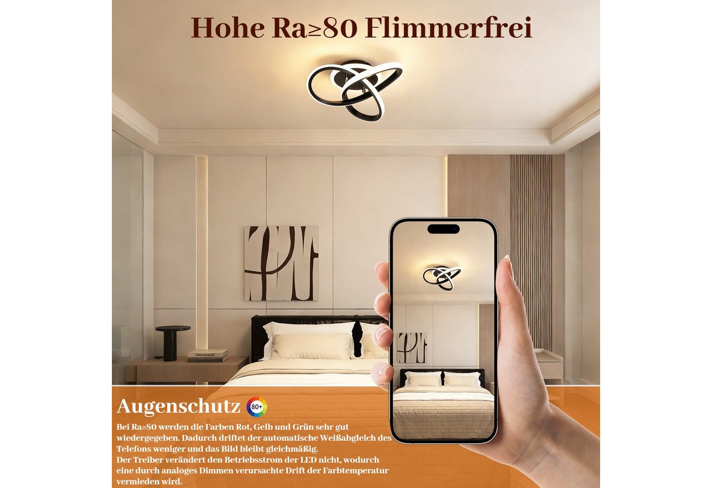 BlingBin LED Deckenleuchte 21W 2100LM Deckenlampe, Kreatives Blumendesign Deckenbeleuchtung, Speicherfunktion, LED fest integriert, Warmweiß, Kaltweiß, Neutralw – Bild 5 von 5