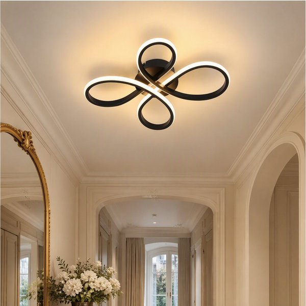 BlingBin LED Deckenleuchte 40cm DeckenLampe 23W warmweiß 2300LM Schwarz, 35Lx40Bx7,5Hcm, LED fest integriert, Modern Deckenlampe 3000K für Wohnzimmer Küche Flur