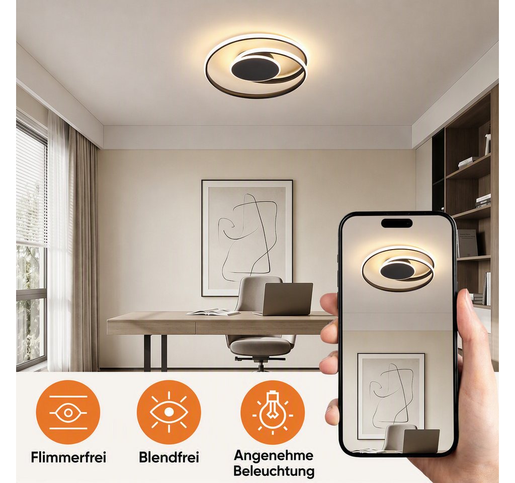 BlingBin LED Deckenleuchte 44W LED Deckenlampe, 3000K Warmweiß Modern, LED fest integriert, Tageslichtweiß, Spiralform aus verschlungenen für Wohnzimmer Küche F – Bild 5 von 5