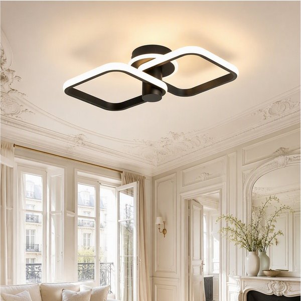 BlingBin LED Deckenleuchte 46cm DeckenLampe 34W 1895 lm, sandschwarz, 3000 K, LED fest integriert, Tageslichtweiß, Modern Deckenlampe 3000K für Wohnzimmer Küche