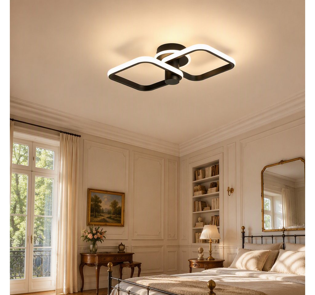 BlingBin LED Deckenleuchte 46cm DeckenLampe 34W 1895 lm, sandschwarz, 3000 K, LED fest integriert, Tageslichtweiß, Modern Deckenlampe 3000K für Wohnzimmer Küche – Bild 2 von 5