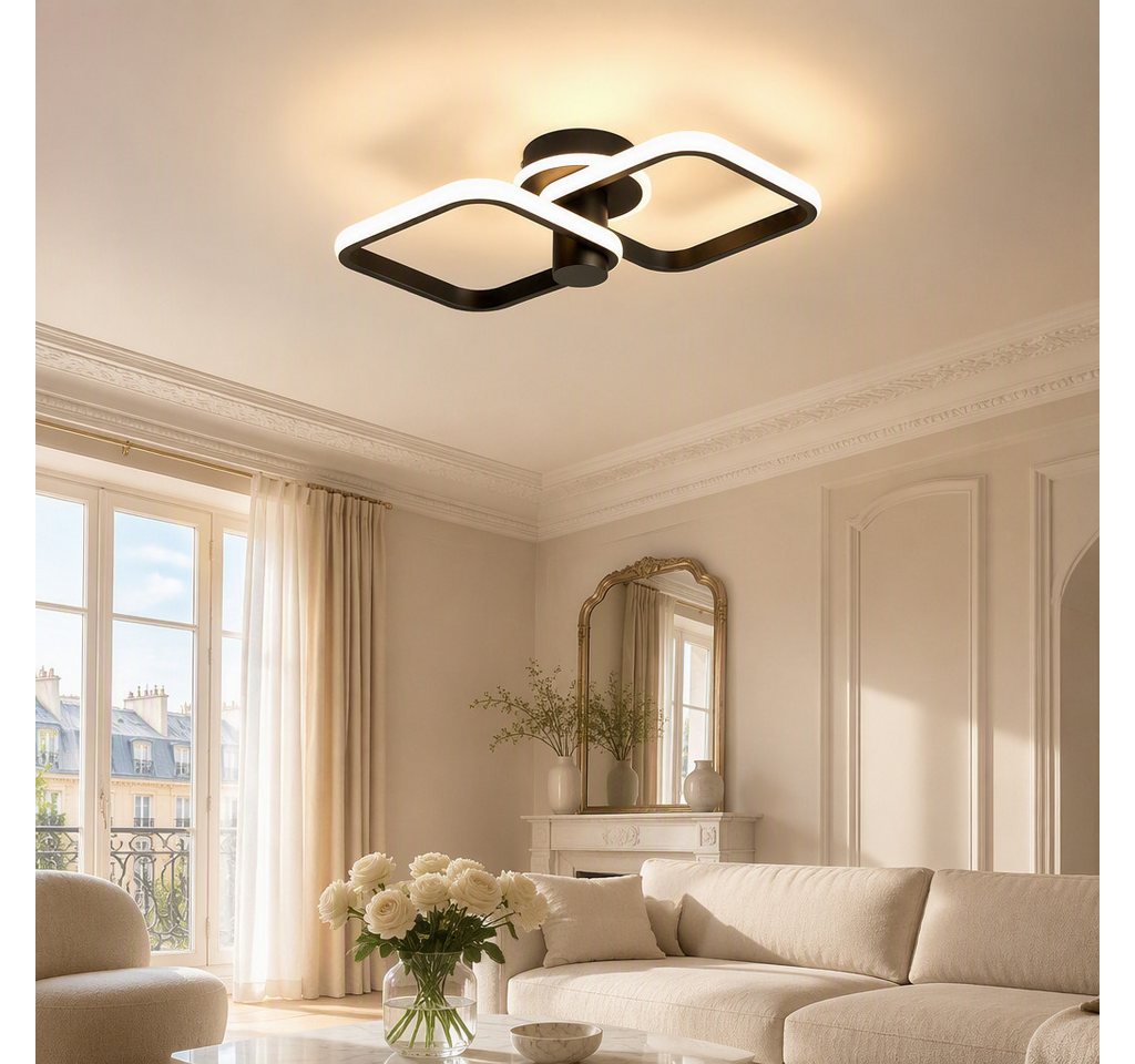 BlingBin LED Deckenleuchte 46cm DeckenLampe 34W 1895 lm, sandschwarz, 3000 K, LED fest integriert, Tageslichtweiß, Modern Deckenlampe 3000K für Wohnzimmer Küche – Bild 3 von 5