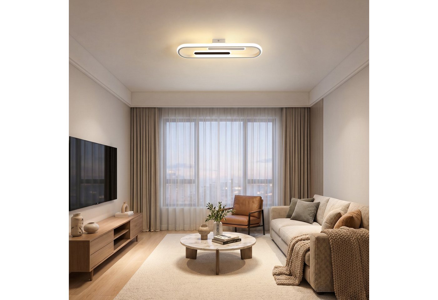BlingBin LED Deckenleuchte 47cm Deckenlampe 29W 3400 lm warmweiß moderne LED Lampe, LED fest integriert, Tageslichtweiß, für Esstisch, Wohnzimmer und Büro – Bild 5 von 5