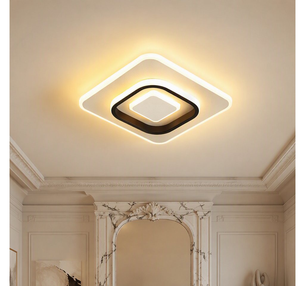 BlingBin LED Deckenleuchte Dimmbar Deckenlampe LED Moderne 22W Runde/Quadrat, L24xW24xH5cm, LED fest integriert, Neutralweiß, Kaltweiß, 22 W 1496 lm, ultraflach – Bild 2 von 5