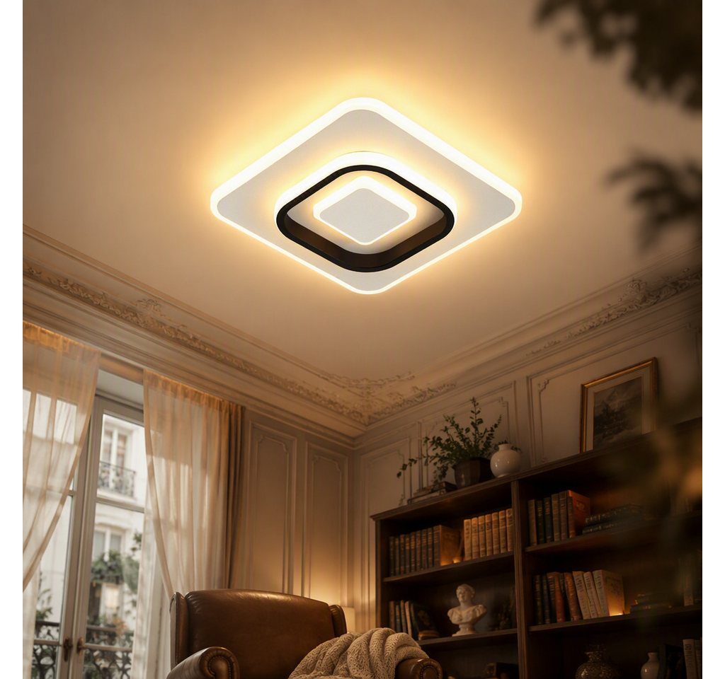 BlingBin LED Deckenleuchte Dimmbar Deckenlampe LED Moderne 22W Runde/Quadrat, L24xW24xH5cm, LED fest integriert, Neutralweiß, Kaltweiß, 22 W 1496 lm, ultraflach – Bild 3 von 5
