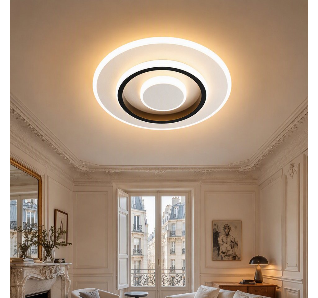 BlingBin LED Deckenleuchte Dimmbar Deckenlampe LED Moderne 22W Runde/Quadrat, D24xH5cm, LED fest integriert, Neutralweiß, Kaltweiß, 22 W 1496 lm, ultraflach 5 c – Bild 2 von 5