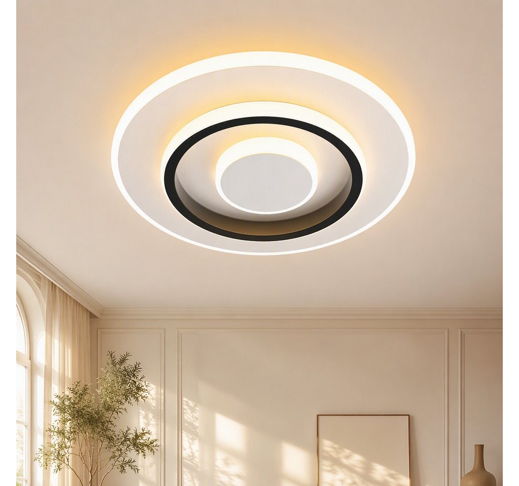 BlingBin LED Deckenleuchte Dimmbar Deckenlampe LED Moderne 22W Runde/Quadrat, D24xH5cm, LED fest integriert, Neutralweiß, Kaltweiß, 22 W 1496 lm, ultraflach 5 c – Bild 3 von 5