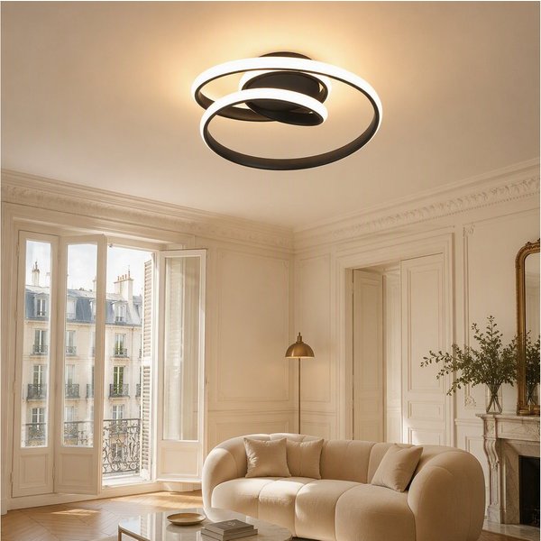 BlingBin LED Deckenleuchte Warmweiße Deckenlampe mit Spiralring, Ø 30 x H 8,5 cm, 37 W, Warmweiß, LED fest integriert, Modern Deckenlampe 3000K für Wohnzimmer K