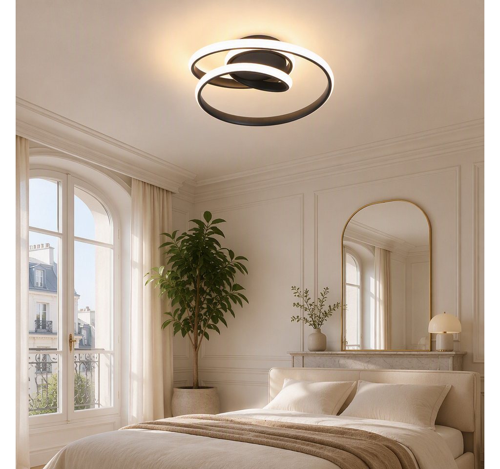 BlingBin LED Deckenleuchte Warmweiße Deckenlampe mit Spiralring, Ø 30 x H 8,5 cm, 37 W, Warmweiß, LED fest integriert, Modern Deckenlampe 3000K für Wohnzimmer K – Bild 2 von 5