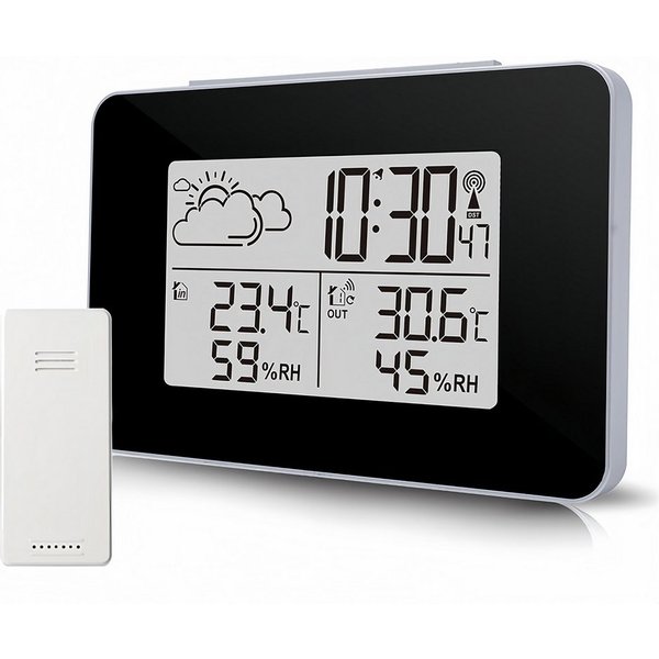 BlingBin mit Außensensor, Wetterstation kabellos mit Wettervorhersage Funkwetterstation (mit Außensensor, Funkuhr Wetterstation mit Thermometer, Hygrometer, Fun
