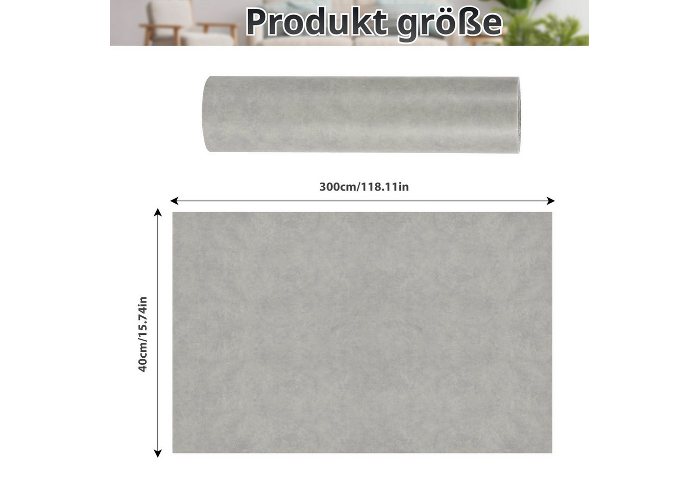 BlingBin Möbelfolie Selbstklebende abziehbare Folie mit Beton-Rissoptik in Grau 40×300 cm, (1 Stück, 1St.}, 40x300cm), Zement-Optik für Möbel, Küchenrückwände u – Bild 2 von 5