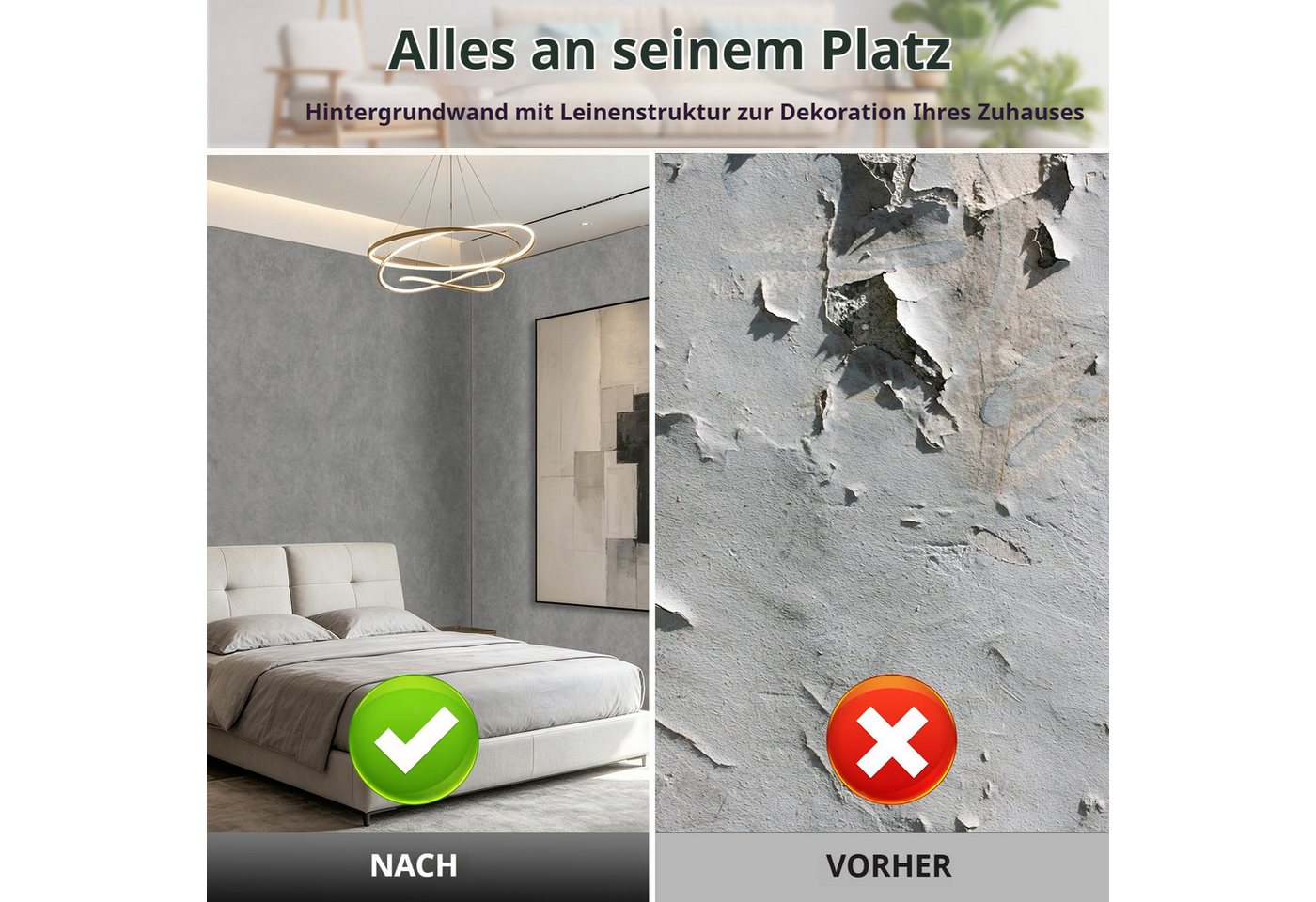 BlingBin Möbelfolie Selbstklebende abziehbare Folie mit Beton-Rissoptik in Grau 40×300 cm, (1 Stück, 1St.}, 40x300cm), Zement-Optik für Möbel, Küchenrückwände u – Bild 5 von 5