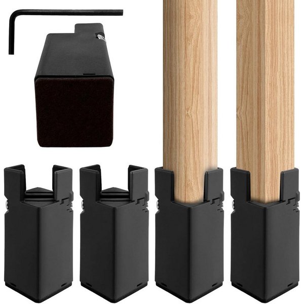 BlingBin Möbelfuß 4 Stück Verbreitert Möbelerhöhung 10cm, Betthöher, Tischerhöher, (4 Stück, 4-St., 13 x 5,5 cm), Sofaerhöher für Quadrat/Runde Durchmesser 22-4