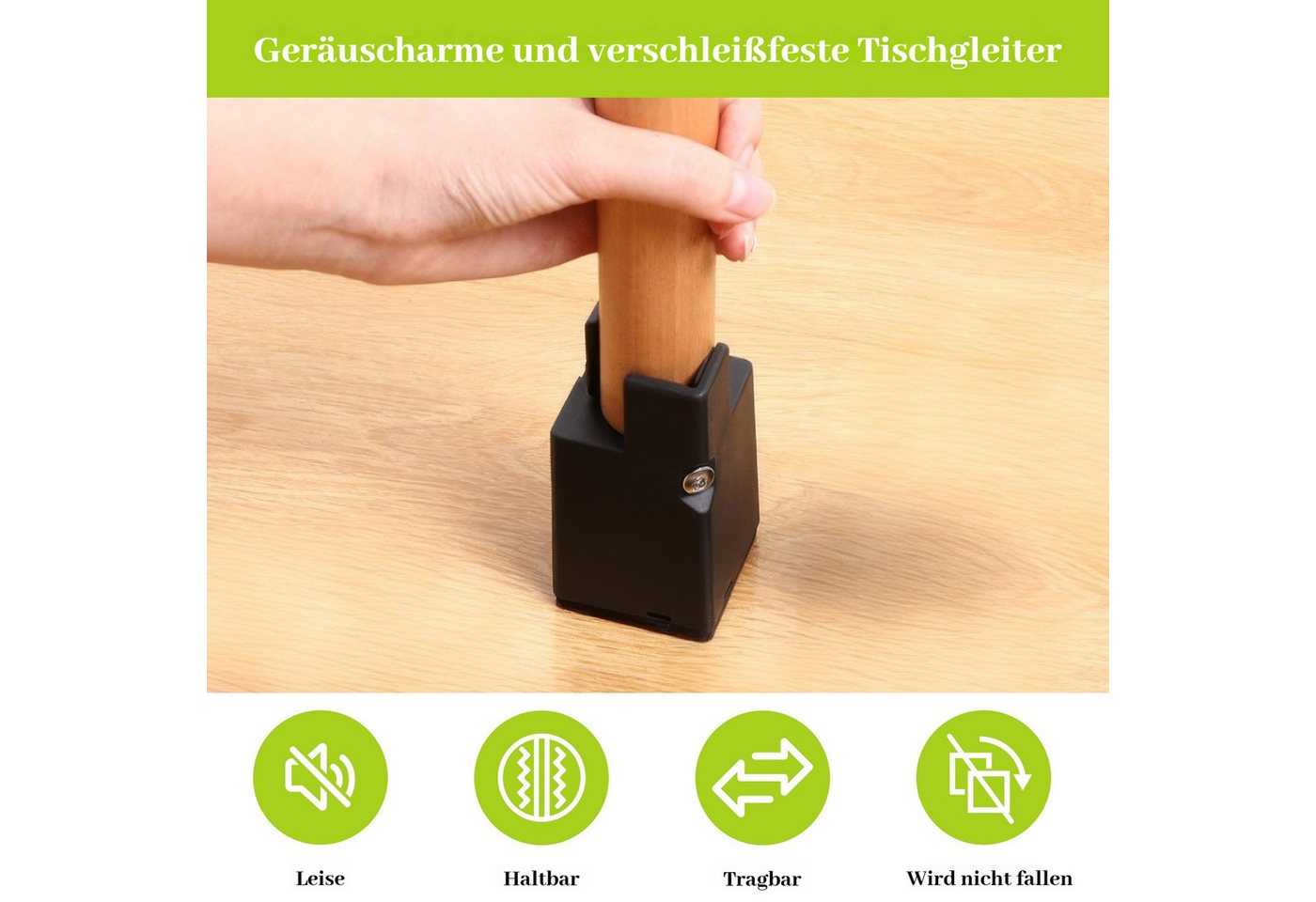 BlingBin Möbelfuß 4 Stück Verbreitert Möbelerhöhung 10cm, Betthöher, Tischerhöher, (4 Stück, 4-St., 13 x 5,5 cm), Sofaerhöher für Quadrat/Runde Durchmesser 22-4 – Bild 3 von 5