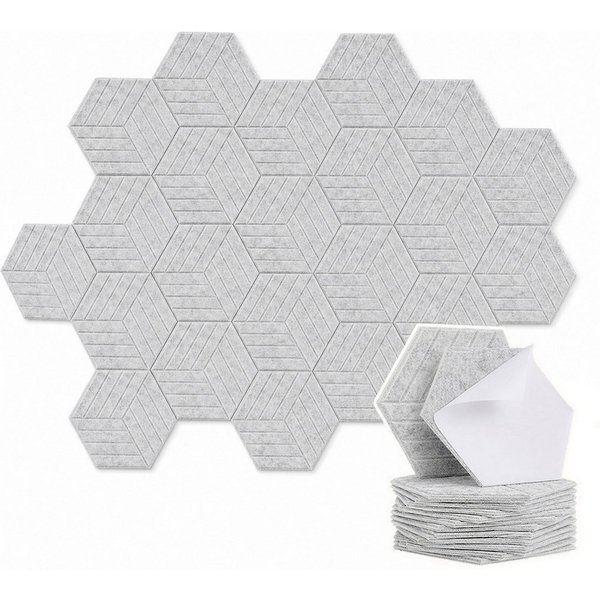 BlingBin Schallschutzpaneel sechseckige Schallschutz Wandpaneele, Akustikpaneele selbstklebend, BxL: 26x30 cm, 0,07 qm, (24er Set, 24-tlg., 300 x 260 mm) 3D Hex
