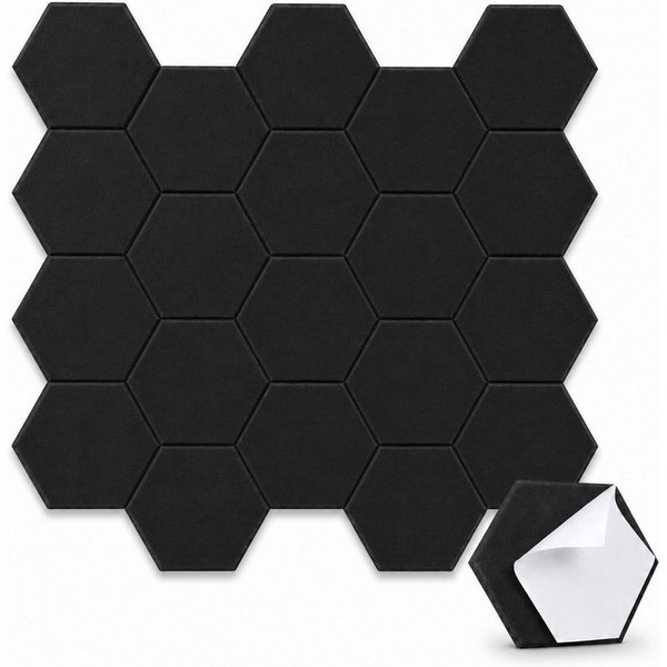 BlingBin Schallschutzpaneel sechseckige Schallschutz Wandpaneele, Akustikpaneele selbstklebend, BxL: 26x30 cm, 0,07 qm, (24er Set, 24-tlg., 300 x 260 mm) 3D Hex