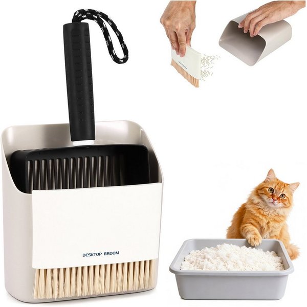 BlingBin Schaufel 3-Teiliges Katzenstreuschaufel mit Behälter und kleinerbesen, (1er Set, 3 St., 3tlg), Edelstahl Katzenklo Schaufel Schnelles Siebwerkzeug zur 