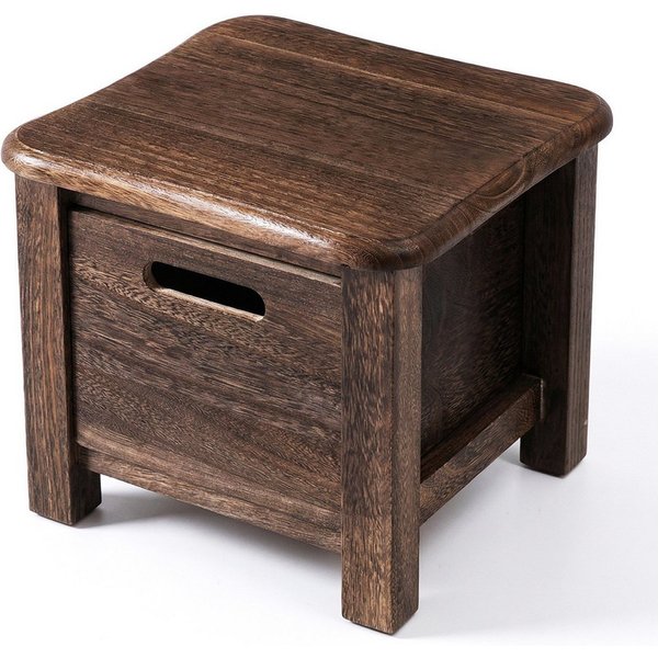 BlingBin Schuhbank Aus Massivholz mit Schublade, Eingangshocker Aufbewahrungsbank (1 Stück, 1-St., 30x30x25 cm), Ideal für Flur Und Wohnzimmer, Braun, 30cmx30cm