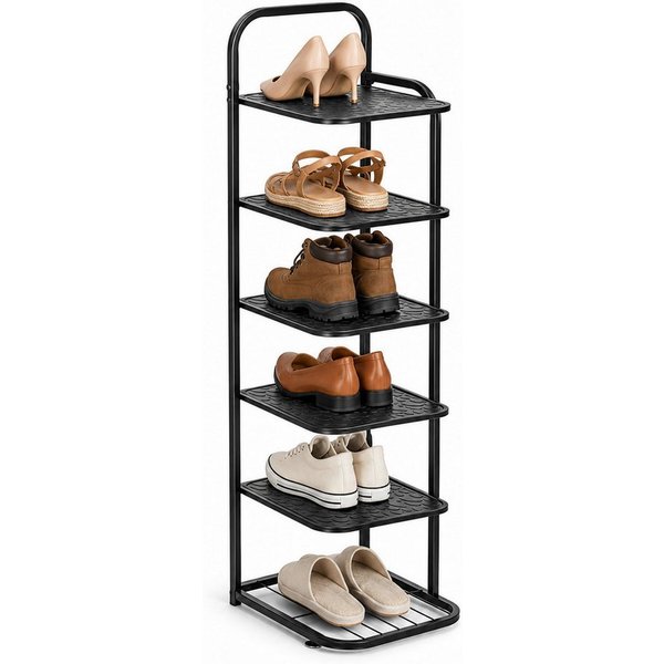 BlingBin Schuhregal 6 Ebenen, 96 cm hoch, Metall, Schwarz, schuhständer 1-tlg., Metall schuhregal schuhaufbewahrung platzsparendes sneaker regal