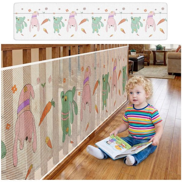 BlingBin Schutznetz 79x300cm Treppen Schutznetz, Treppengeländer Sicherheitsnetz Kinder, BxL: 0.79x3 m, (1er Set, 1-St., Material: Verdicktes Polyestergewebe), 