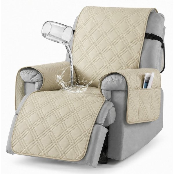BlingBin Sesselschoner Sessel Überzug Rutschfest,Sesselbezug Fernsehsessel mit Taschen, 100% Wasserdicht, für Relaxsessel 1 Sitzer, Maschinenwaschbar
