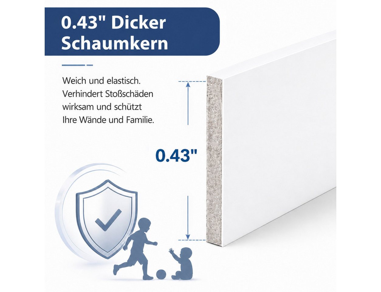 BlingBin Sockelleiste Selbstklebende, zuschneidbare Wandleiste mit PVC-Oberfläche, L: 45 cm, H: 12 cm, 5er Set, 5-St., 5 Stück, PVC Laminatleisten Fussleisten,  – Bild 3 von 5
