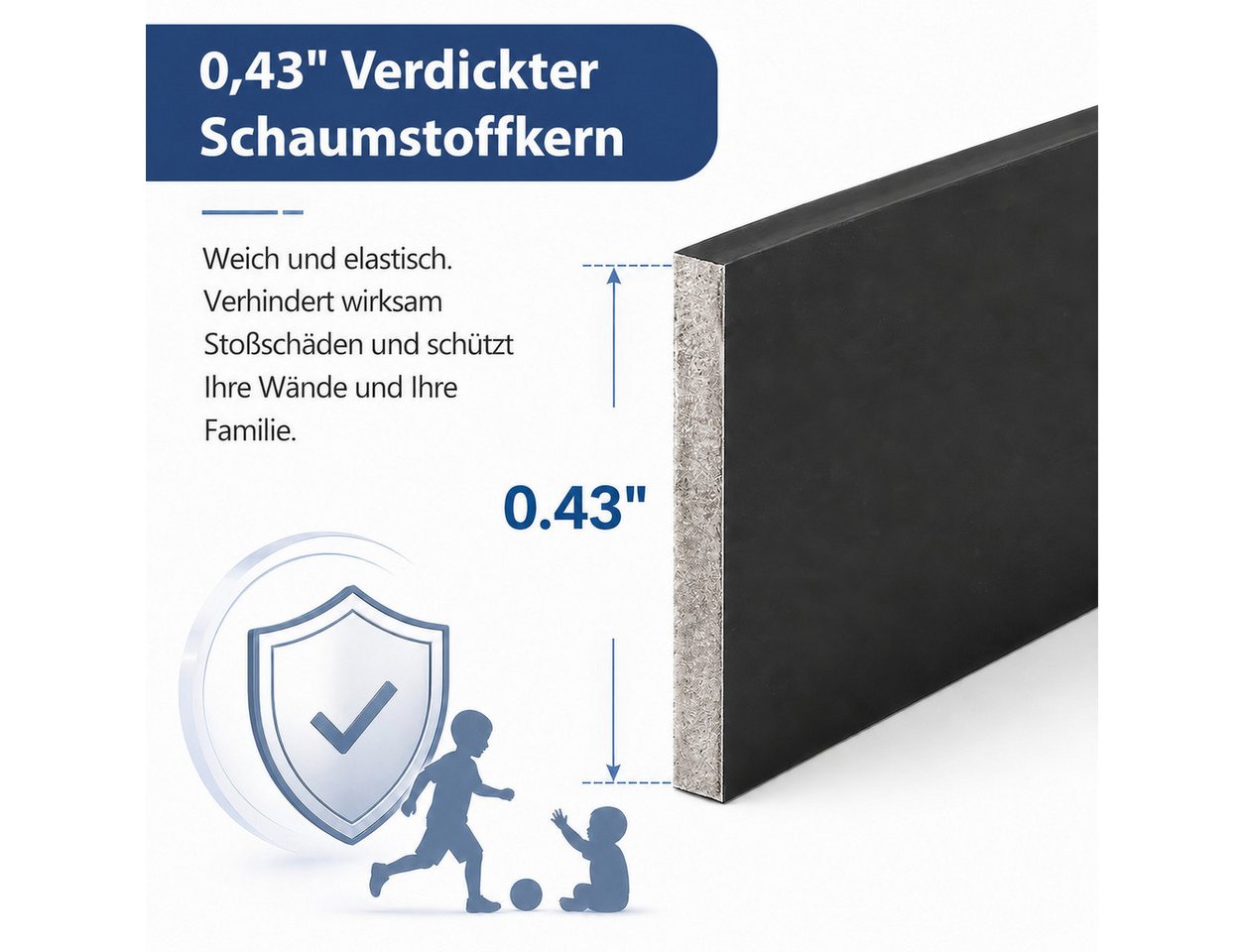 BlingBin Sockelleiste Selbstklebende, zuschneidbare Wandleiste mit PVC-Oberfläche, L: 45 cm, H: 12 cm, 10er Set, 10-St., 10 Stück, PVC Laminatleisten Fussleiste – Bild 3 von 5