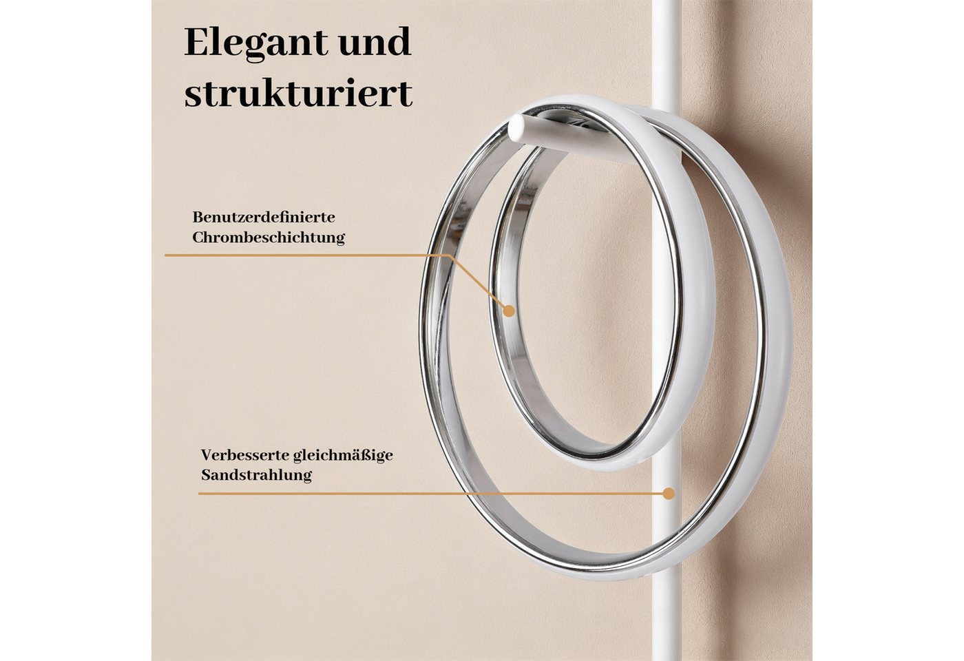 BlingBin Stehlampe LED Doppelring Standleuchte 21W, 4500K, LED Lampe 2500lm, LED fest integriert, Naturweiß, Wohnzimmerlampe mit Schalter für Schlafzimmer, Büro – Bild 4 von 5