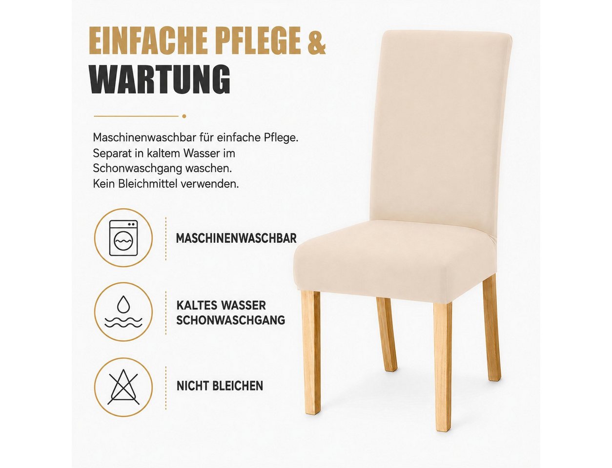 BlingBin Stuhlhusse 4er Set Stretch Stuhlbezug Waschbare Esszimmerstuhl, Schützt vor Spritzern, Flecken & Abnutzung, für Küche,Esszimmer,Hotel – Bild 2 von 5