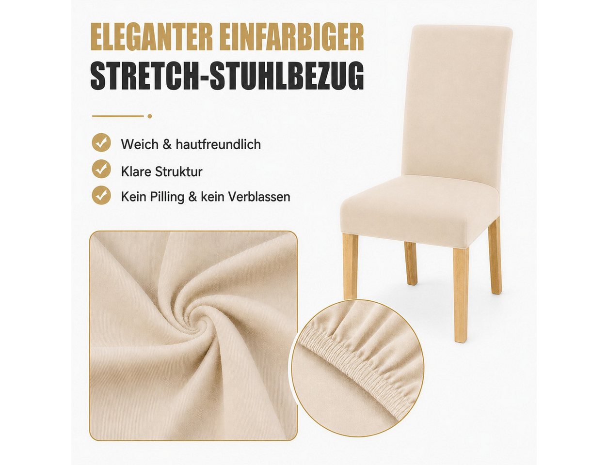 BlingBin Stuhlhusse 4er Set Stretch Stuhlbezug Waschbare Esszimmerstuhl, Schützt vor Spritzern, Flecken & Abnutzung, für Küche,Esszimmer,Hotel – Bild 3 von 5