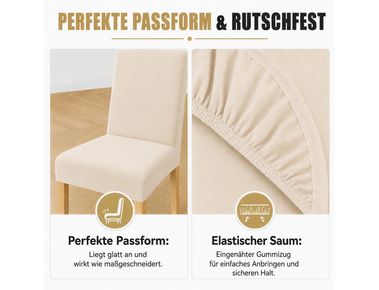 BlingBin Stuhlhusse 4er Set Stretch Stuhlbezug Waschbare Esszimmerstuhl, Schützt vor Spritzern, Flecken & Abnutzung, für Küche,Esszimmer,Hotel – Bild 4 von 5